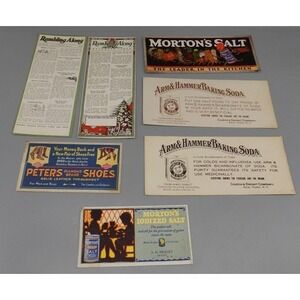 7 Antique Advertising Ink Blotters Arm Hammer Morton Salt Peters Shoes US Tires